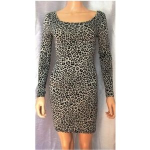Leopard print Stretchy Sheath Dress, Size 4